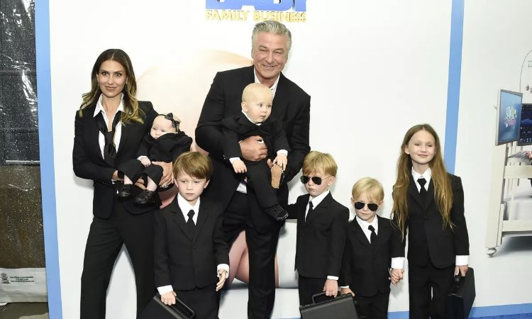 A picture of Jane Sasso's famous brother, Alec Baldwin with his second wife and kids at a film premiere.
